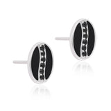 Oval Black Spinel and Enamel Stud Earrings