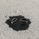Oval Black Spinel and Enamel Stud Earrings