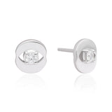 Evil Eye Solitaire CZ Stud Earrings