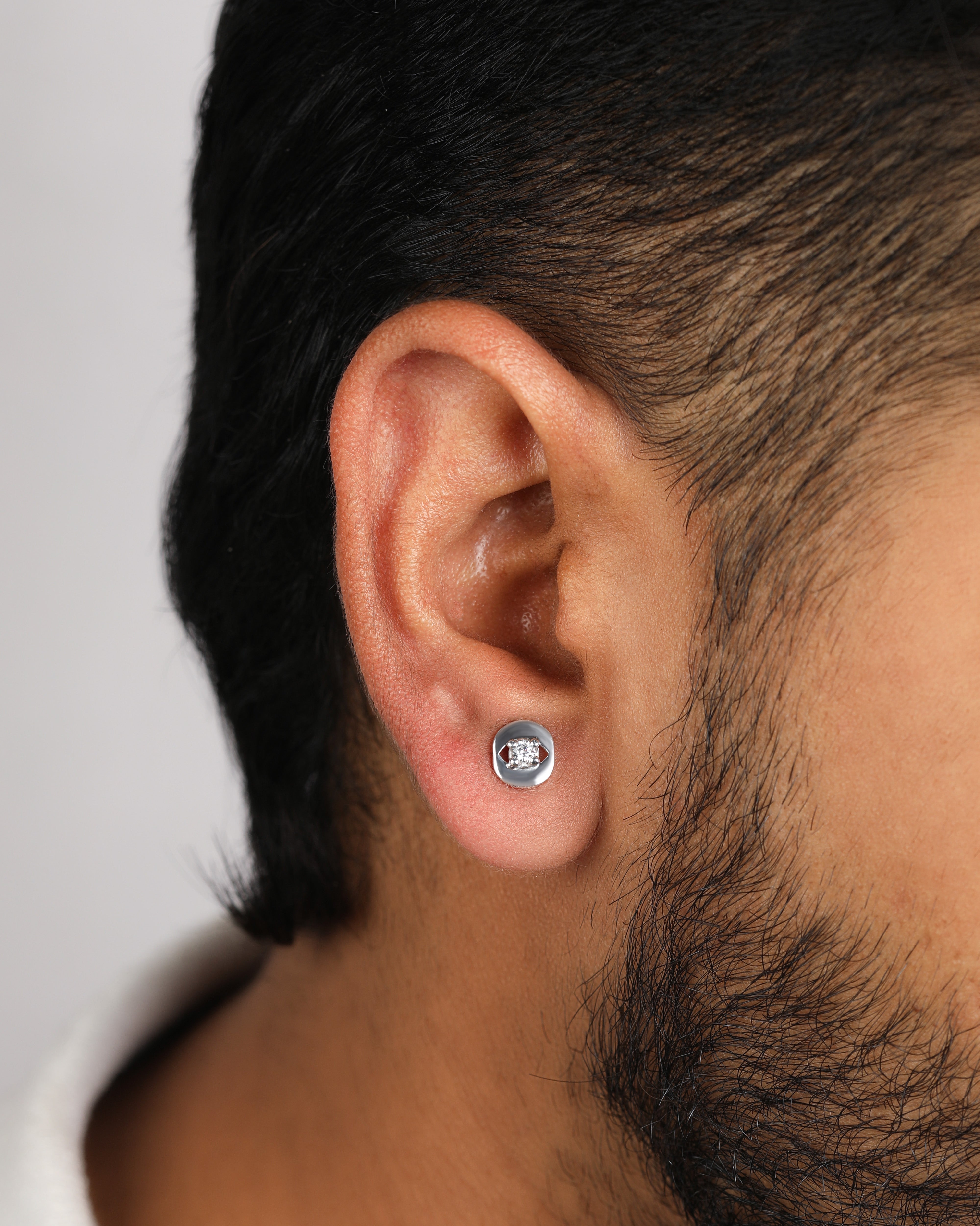 Evil Eye Solitaire CZ Stud Earrings