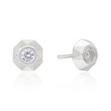 Faceted Octagon Solitaire CZ Stud Earrings