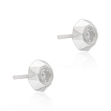 Faceted Octagon Solitaire CZ Stud Earrings