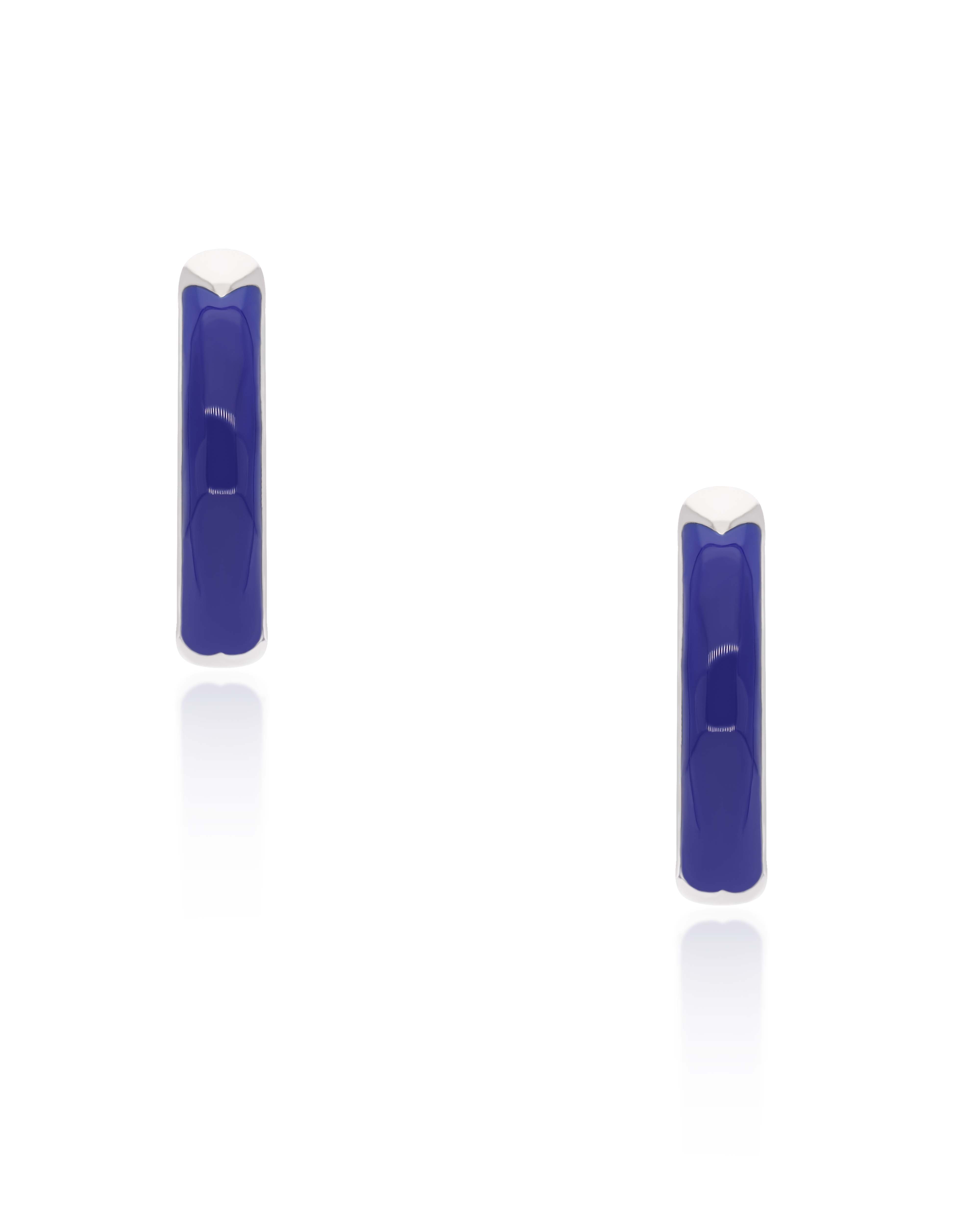 Rule the Circle — Blue Enamel Hoop Earrings