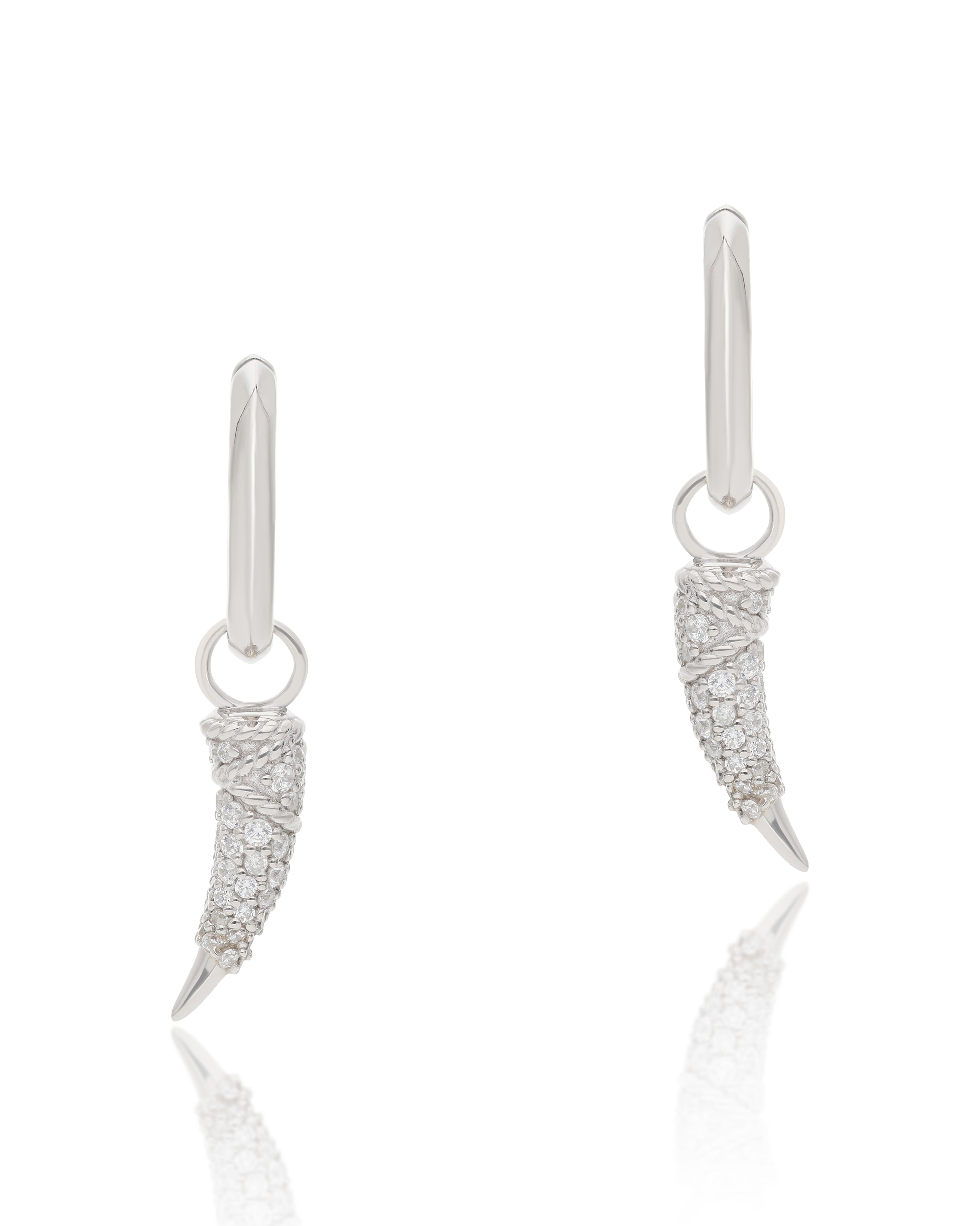 Untamed-CZ Sabre Tooth Drop Hoop Earrings