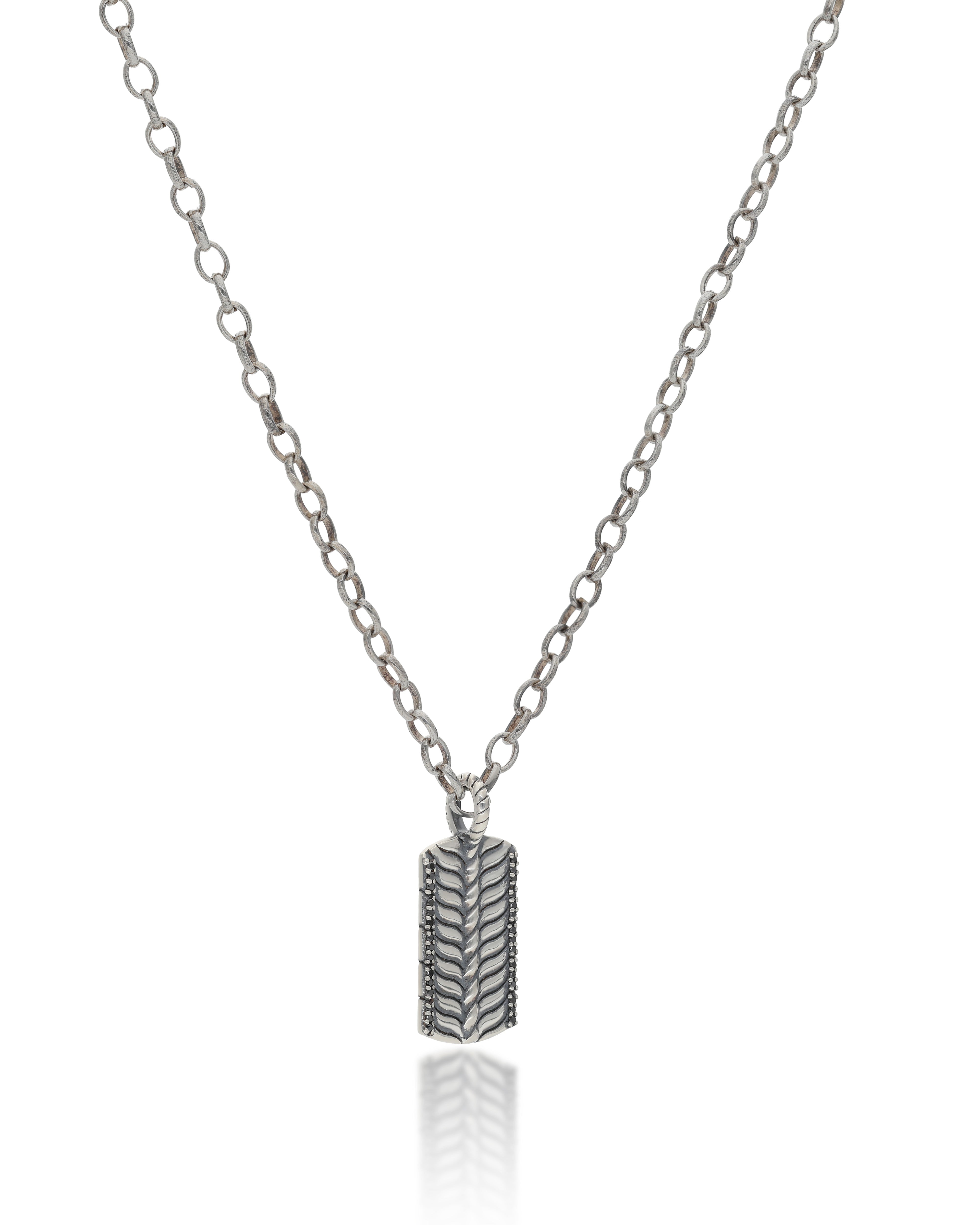 The Iron Scroll — Black Diamond Dog Tag Pendant