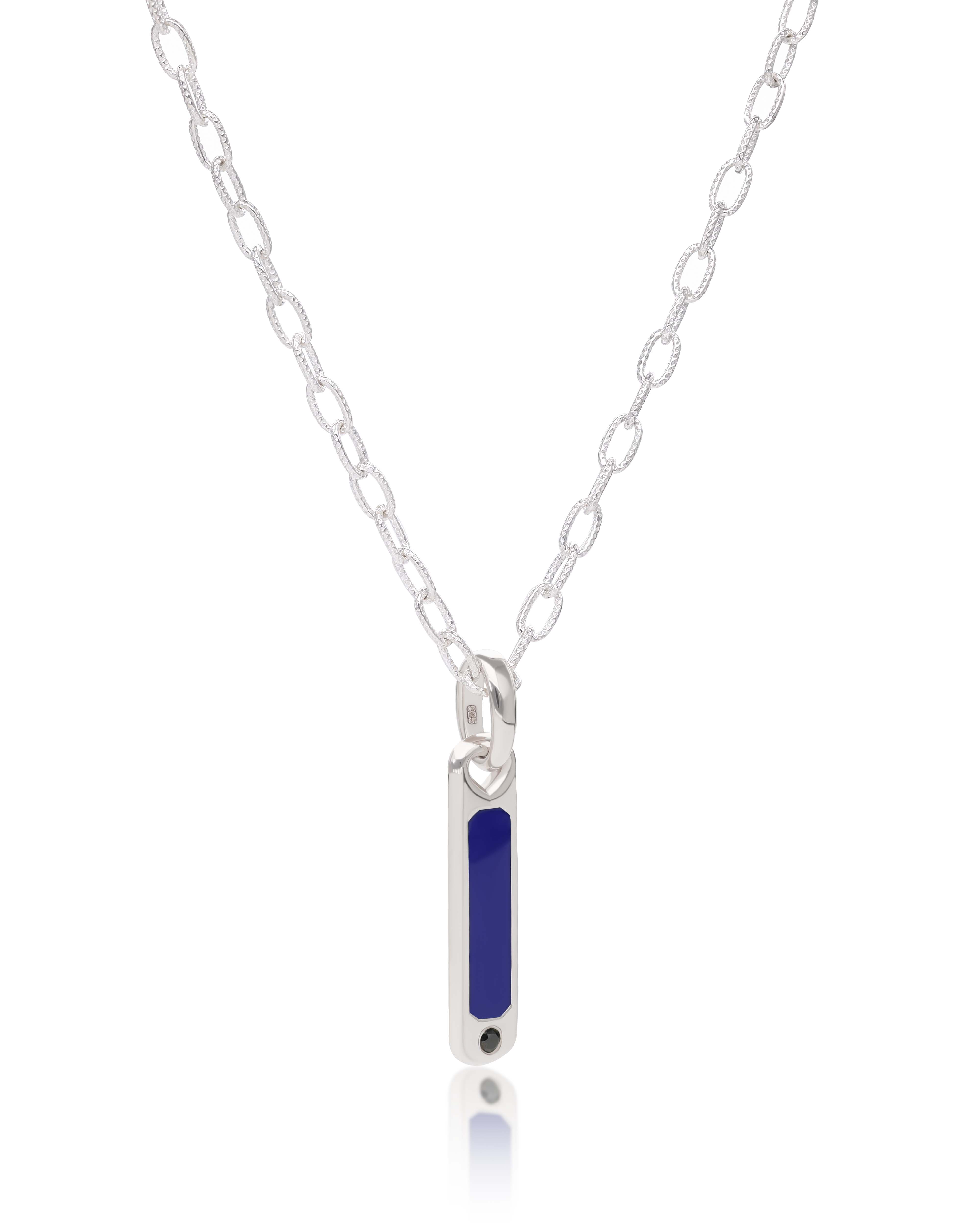 Own the Night — Blue Enamel & Black Diamond Pendant