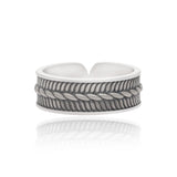 Silver Braid — Rope Texture Wide Band Ring