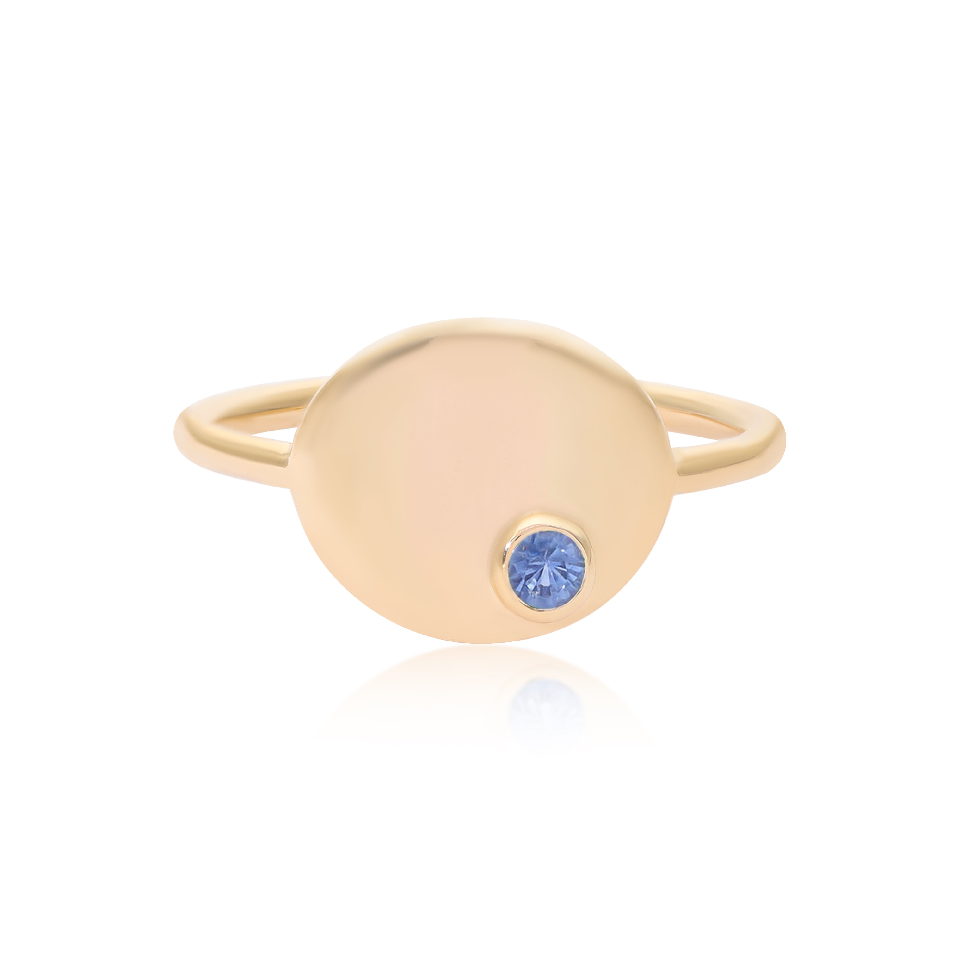 Gemstone Disc Ring|14k Gold, Ruby/Emerald/Sapphire - The Jewelz 
