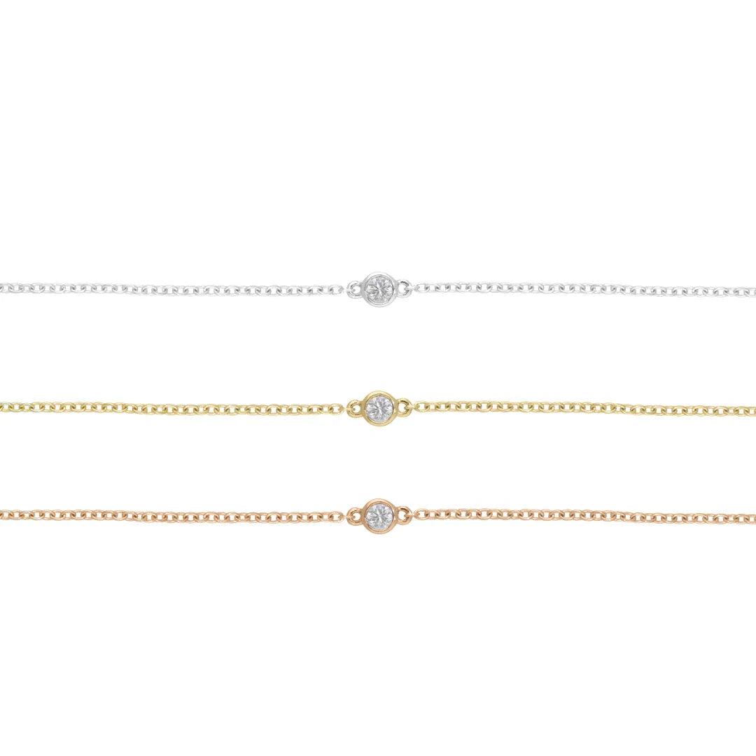 Bezel Chain Bracelet|14k Gold, Diamond