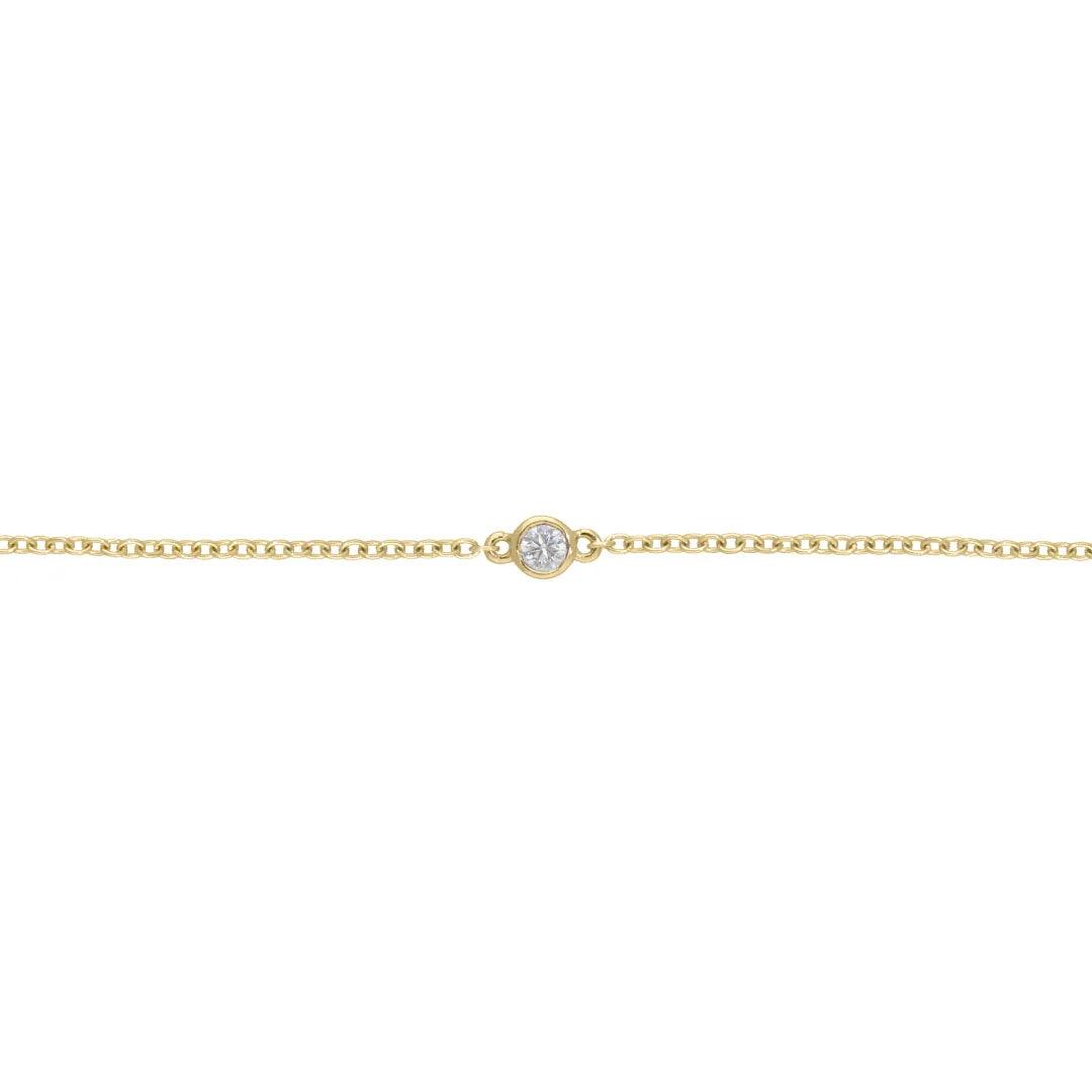 Bezel Chain Bracelet|14k Gold, Diamond
