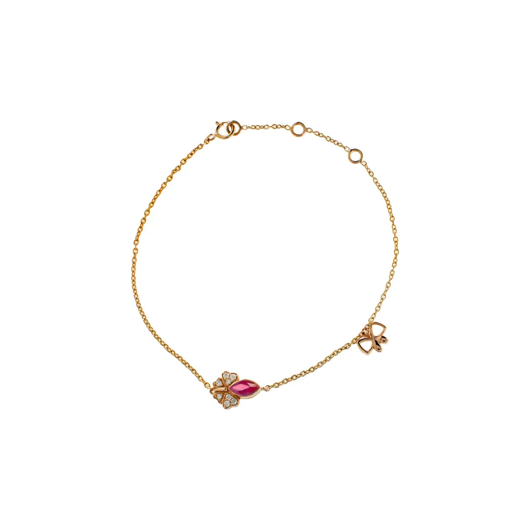 Ruby Butterfly Charm Bracelet