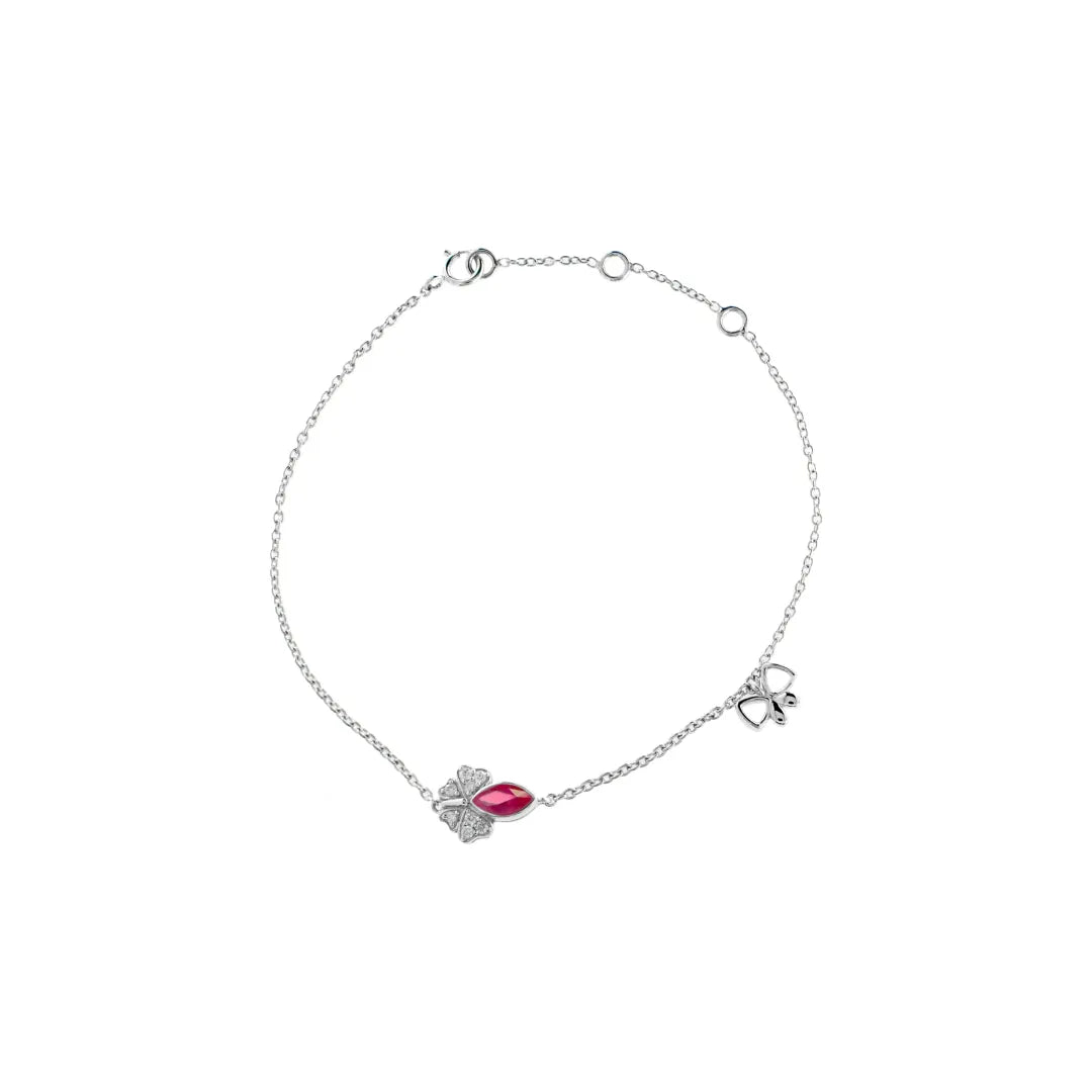 Ruby Butterfly Charm Bracelet