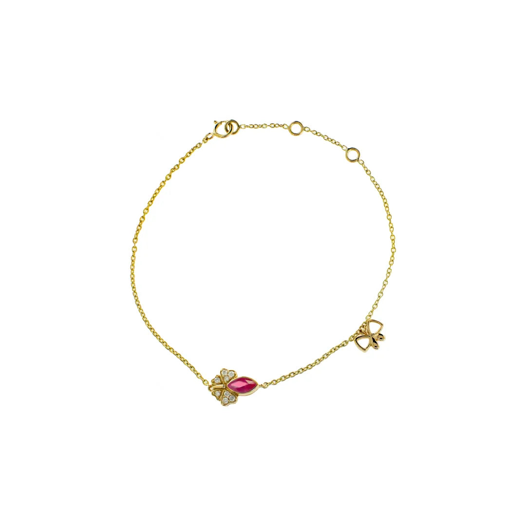 Ruby Butterfly Charm Bracelet