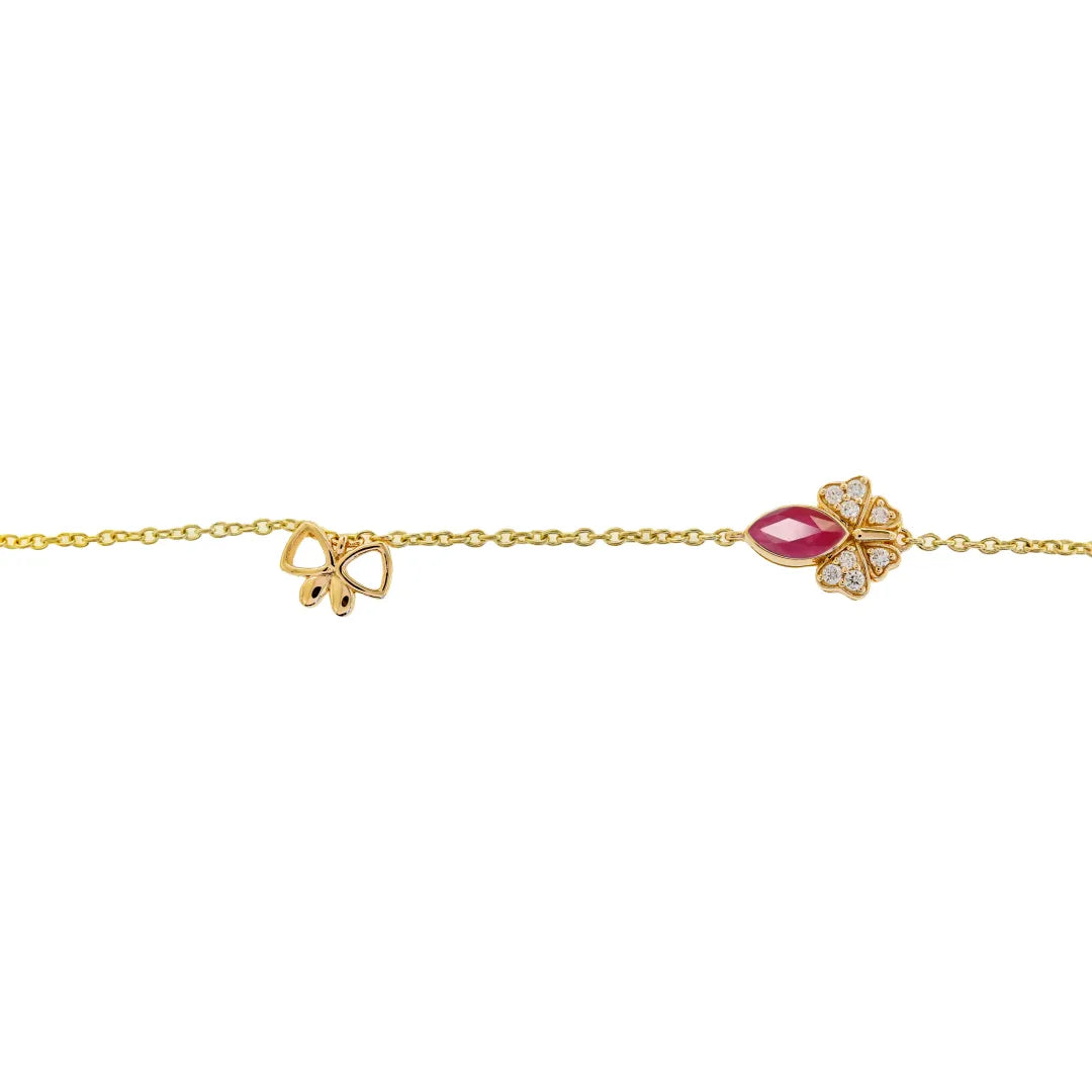 Ruby Butterfly Charm Bracelet
