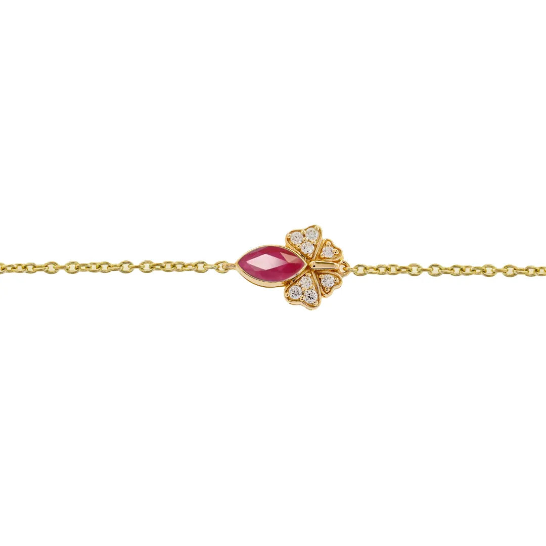 Ruby Butterfly Charm Bracelet