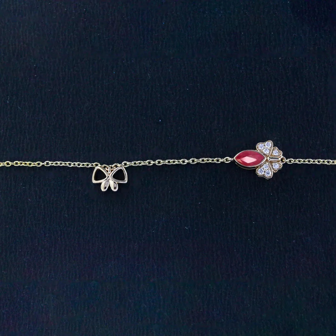 Ruby Butterfly Charm Bracelet