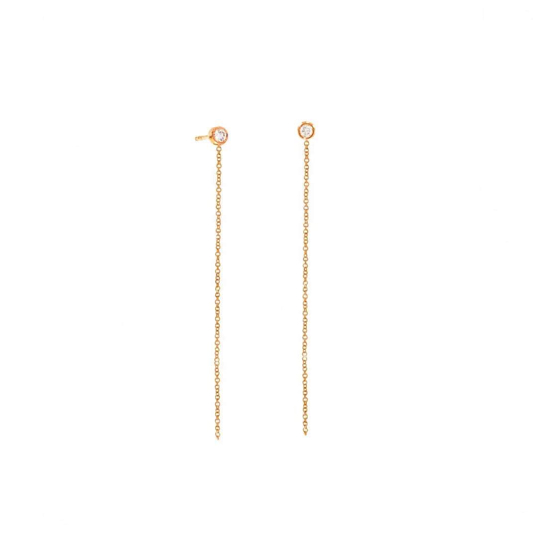 Bezel Diamond Thread Earrings