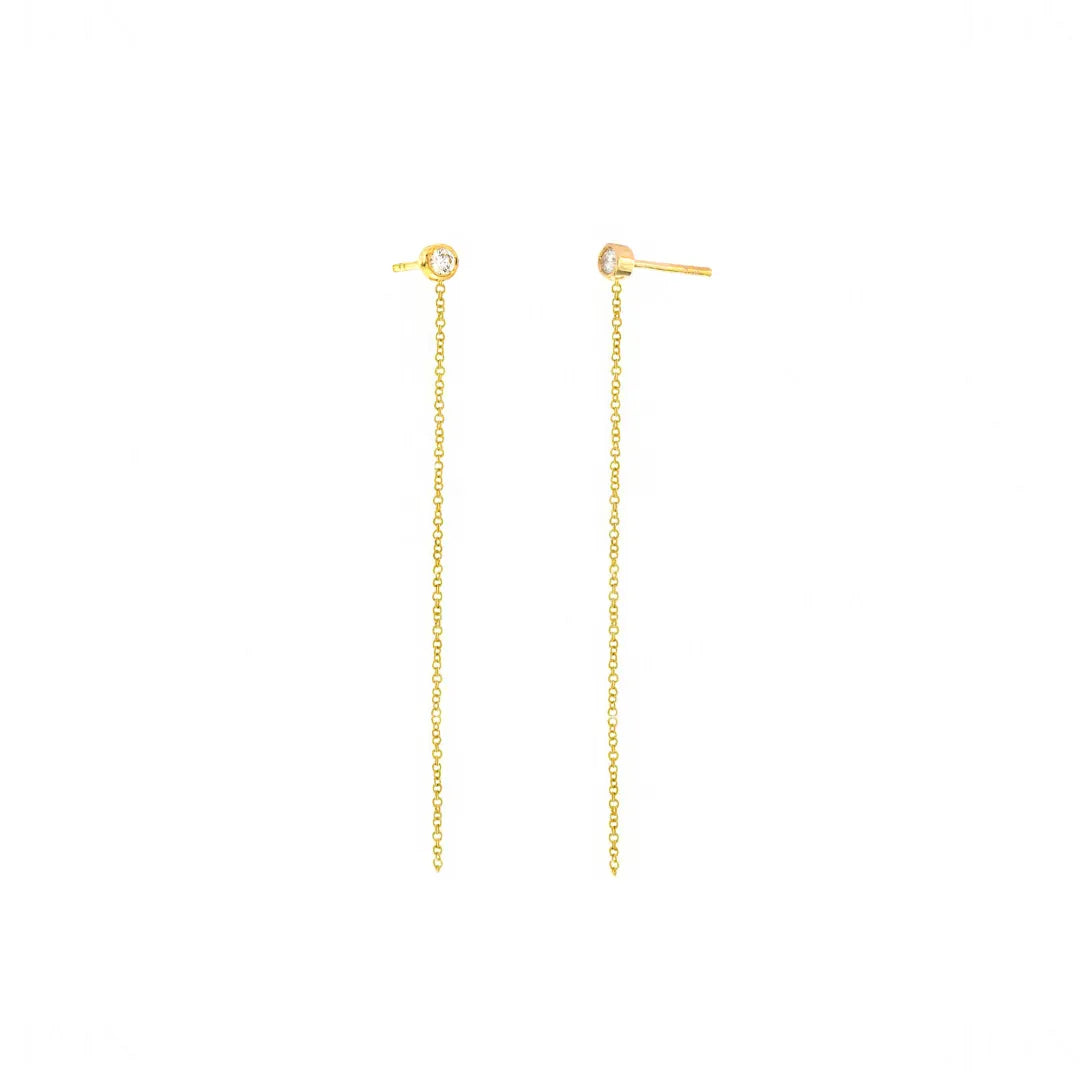 Bezel Diamond Thread Earrings