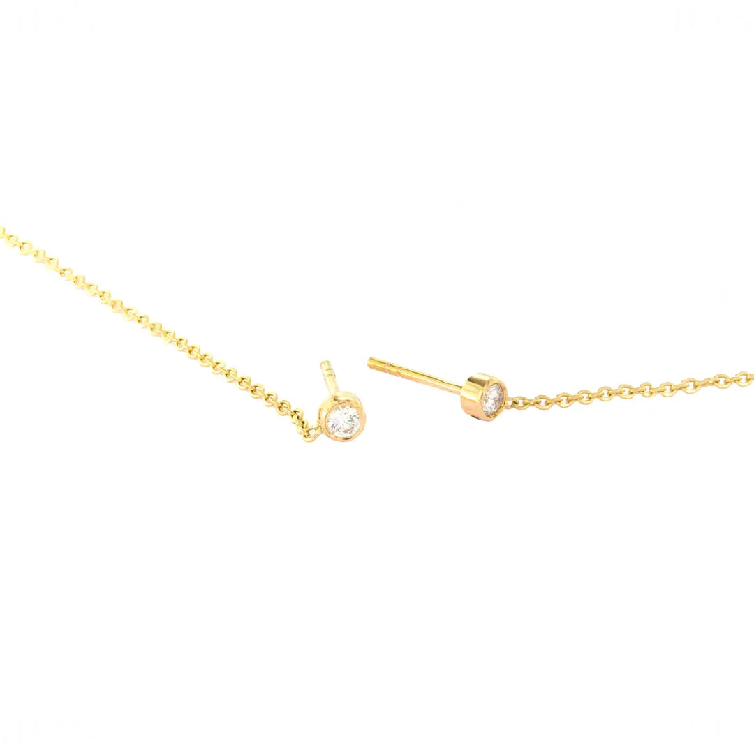 Bezel Diamond Thread Earrings