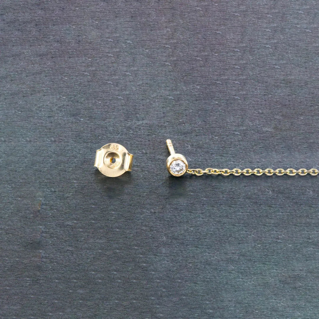 Bezel Diamond Thread Earrings