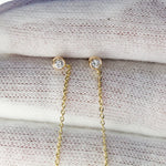 Bezel Diamond Thread Earrings