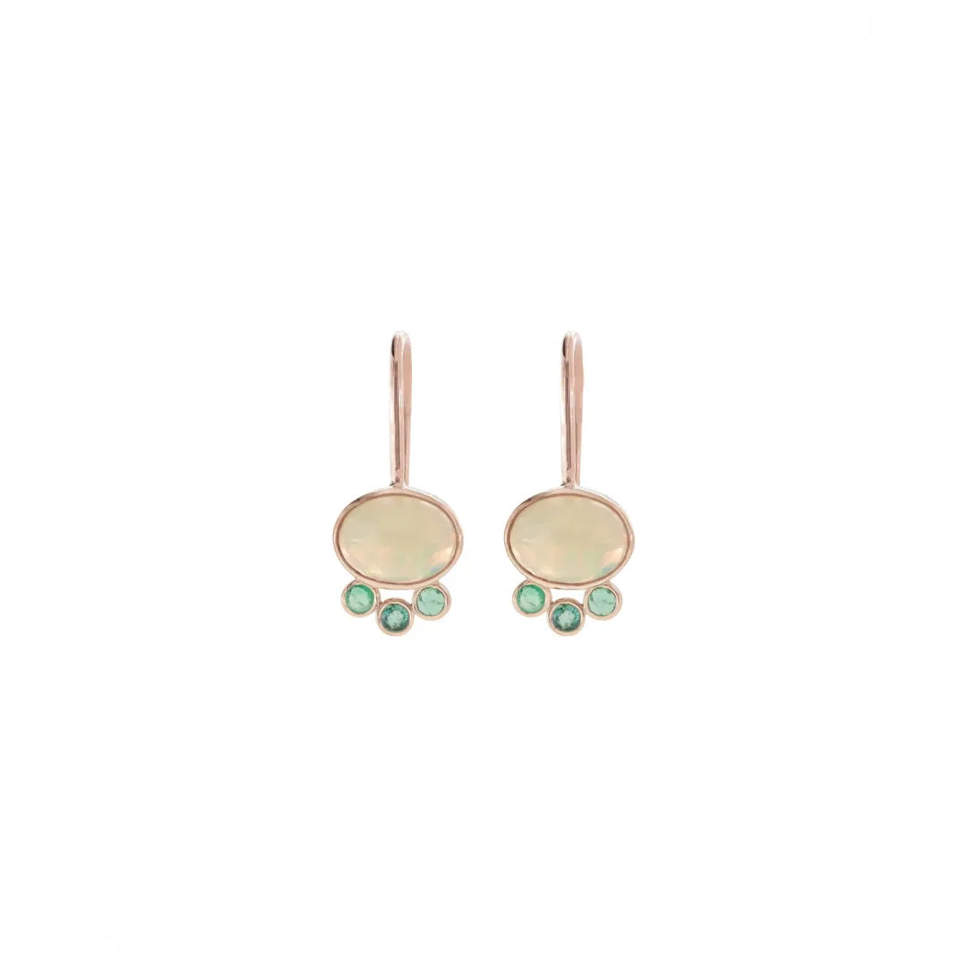 Opal Emerald Hook Earrings