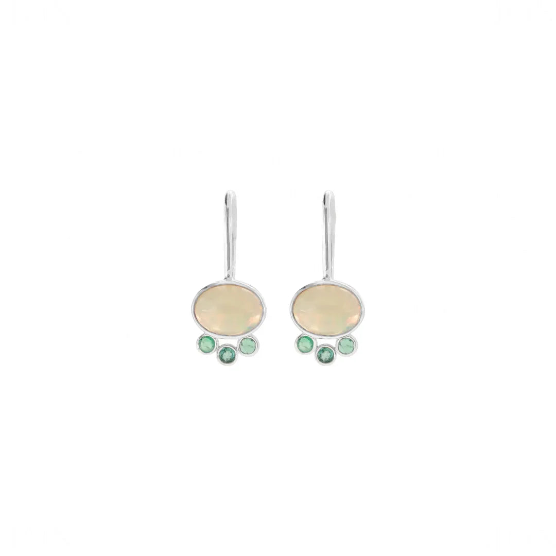 Opal Emerald Hook Earrings
