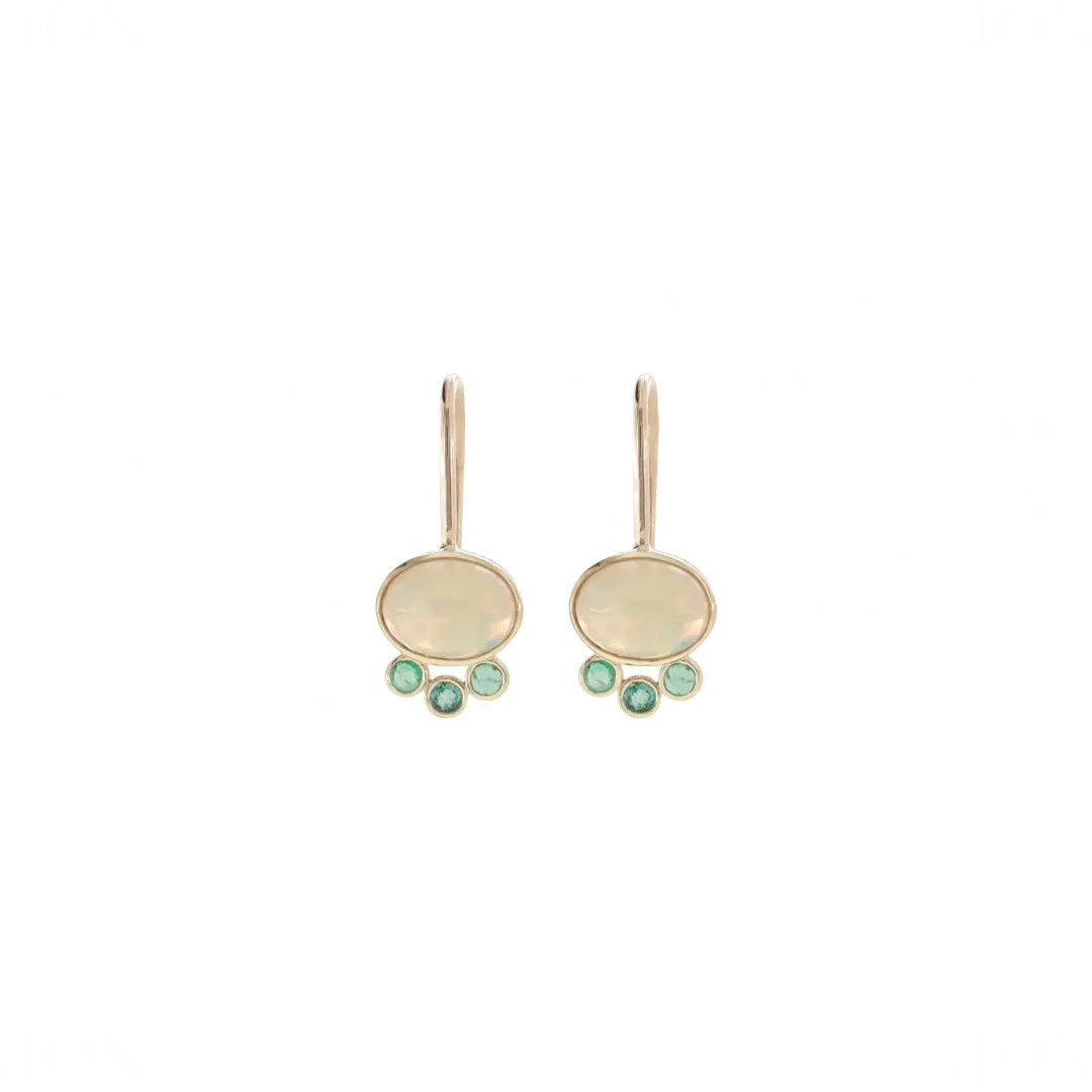Opal Emerald Hook Earrings