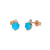 Round Turquoise Studs In Rose Gold