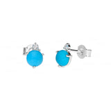 Round Turquoise Studs In White Gold