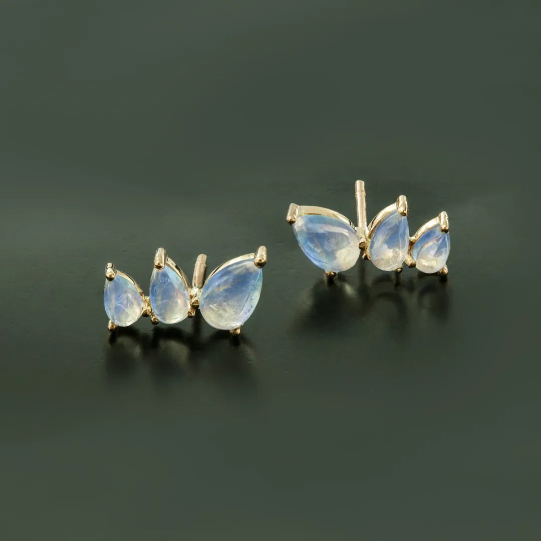 Pear Moonstone Studs