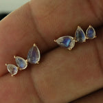 Pear Moonstone Studs