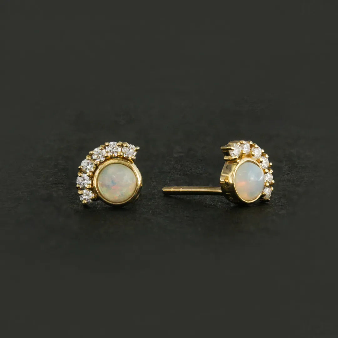 Half Moon Opal Studs