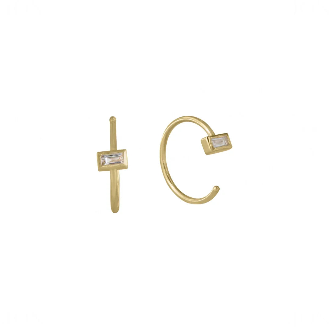 Baguette Diamond Hoops