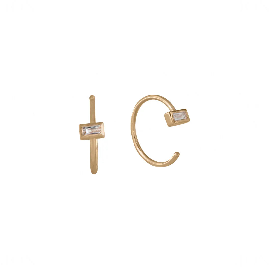 Baguette Diamond Hoops