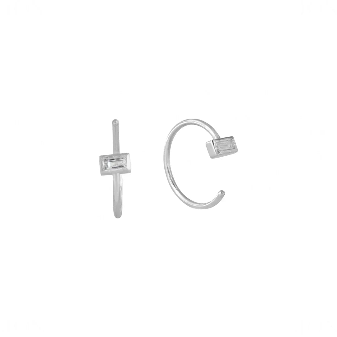 Baguette Diamond Hoops