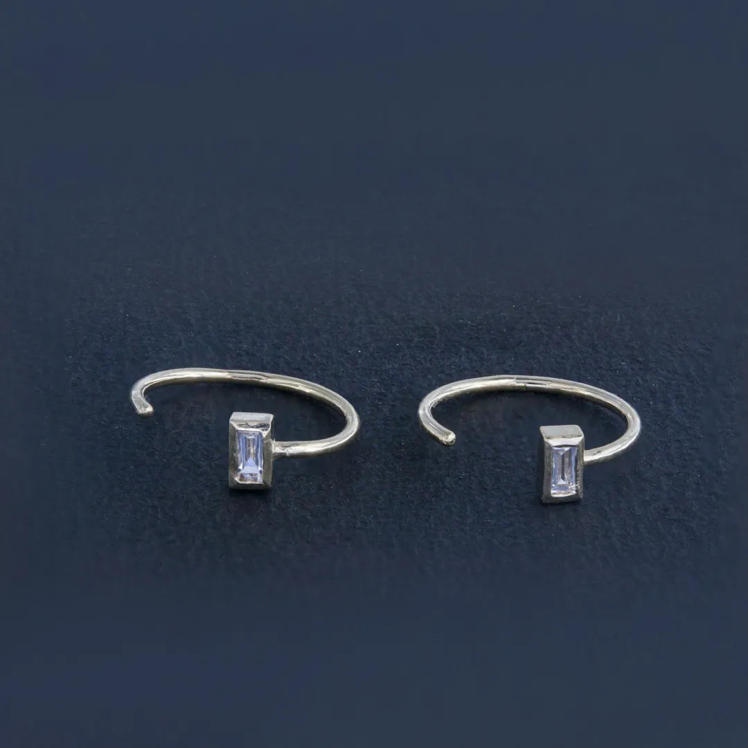 Baguette Diamond Hoops