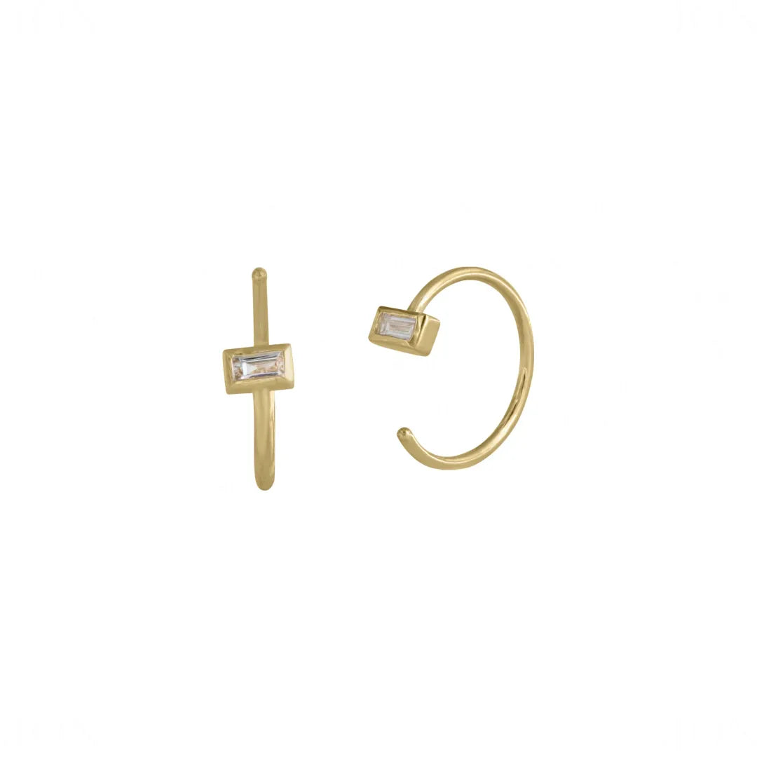 Baguette Diamond Hoops