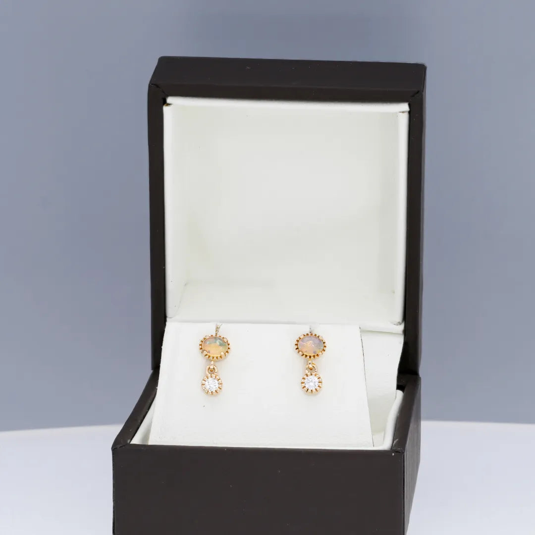 Opal-Diamond Danglers