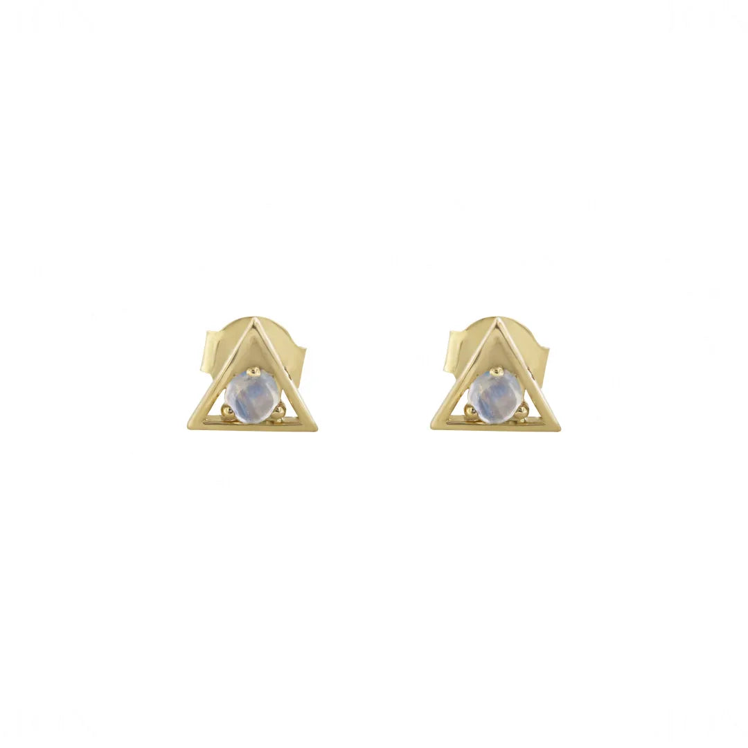 Moonstone Triangle Studs