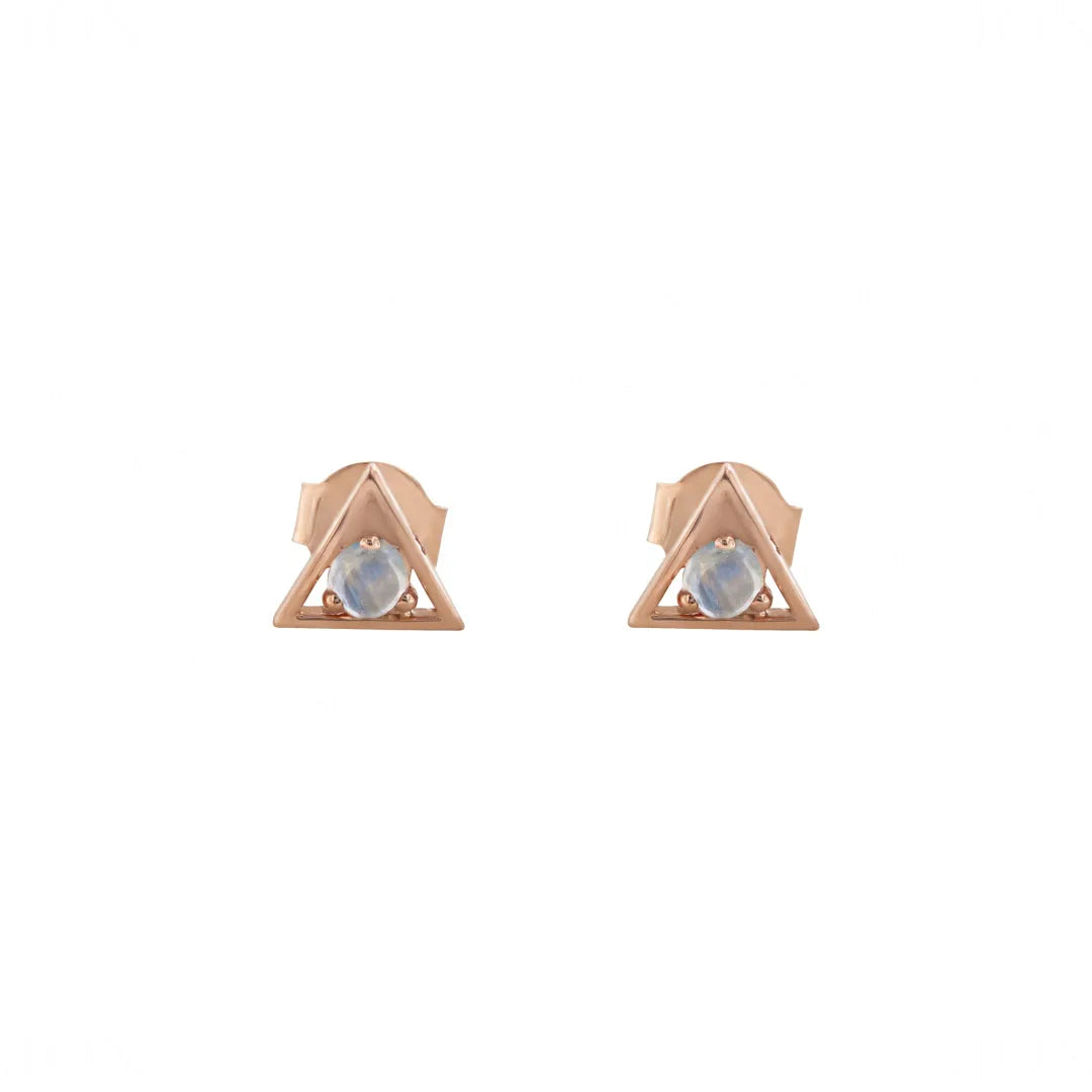 Moonstone Triangle Studs