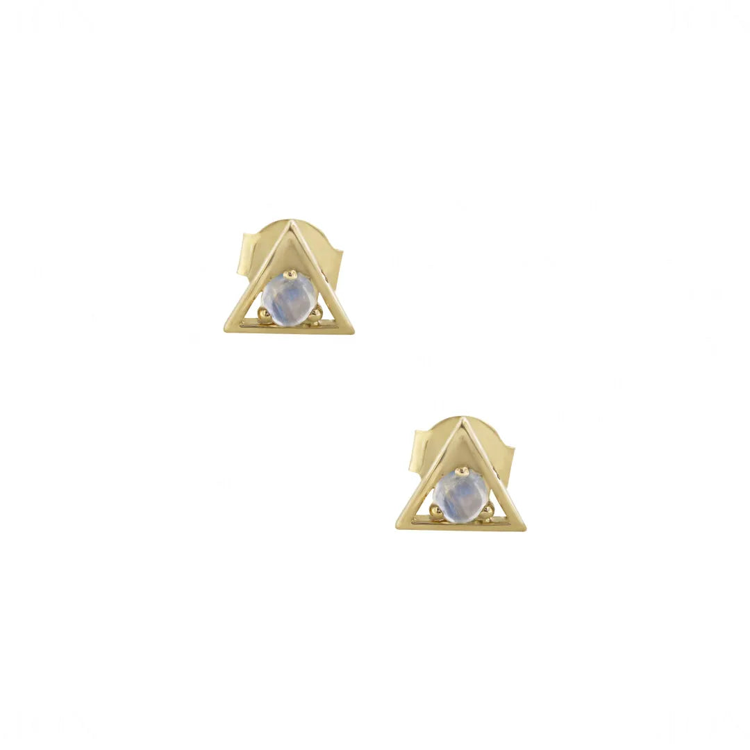Moonstone Triangle Studs
