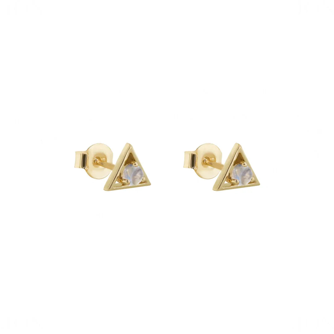 Moonstone Triangle Studs