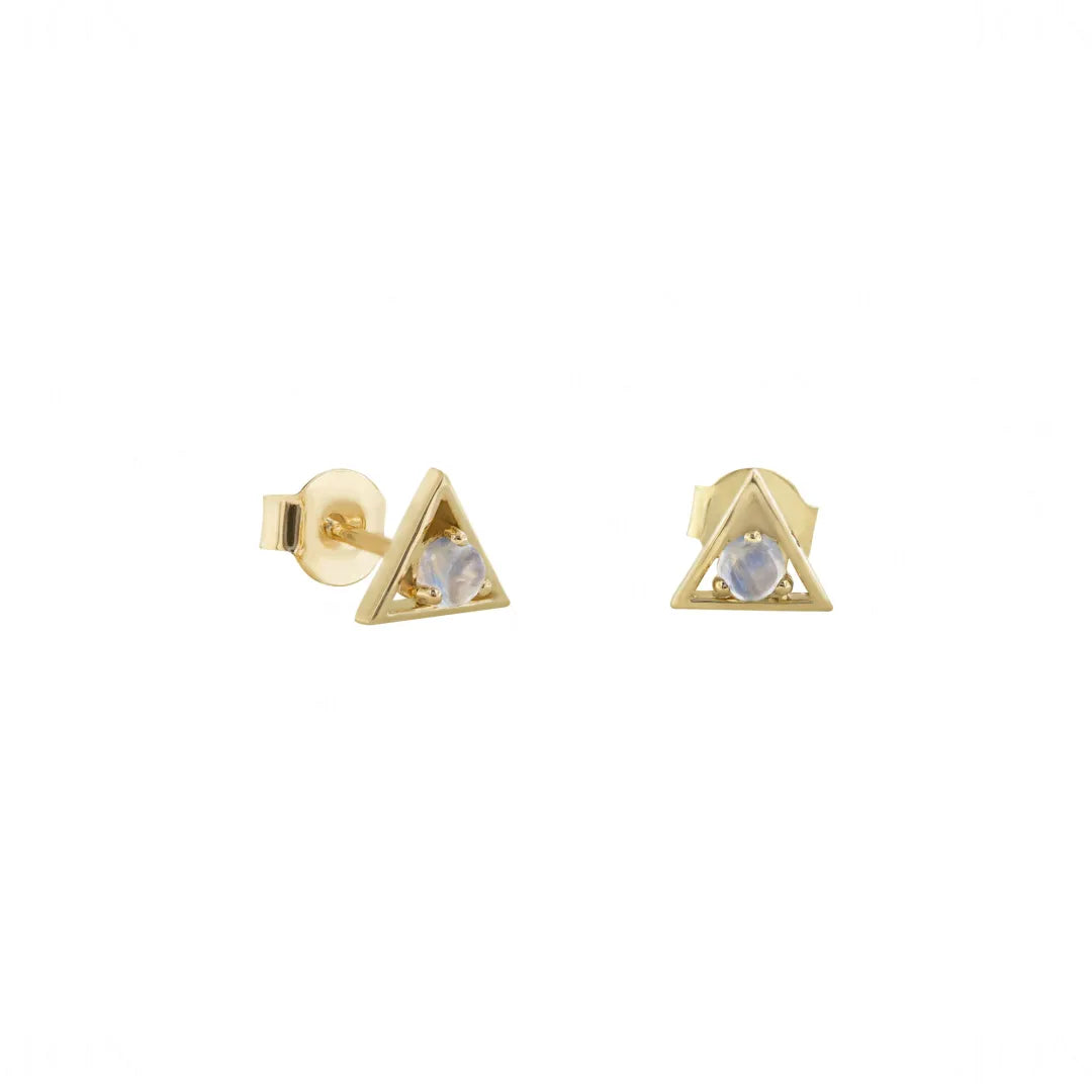 Moonstone Triangle Studs