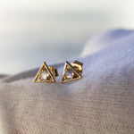 Moonstone Triangle Studs