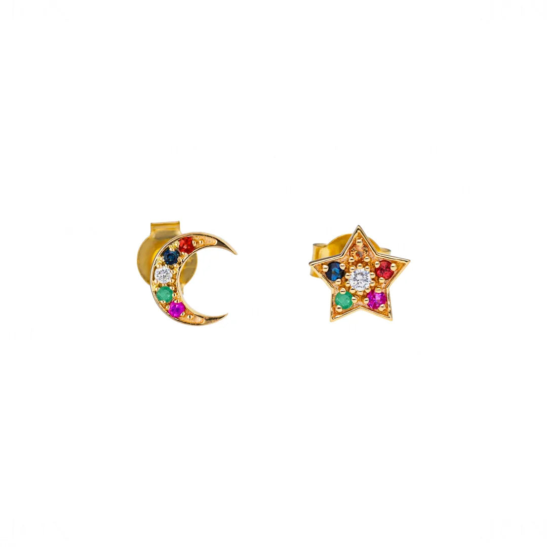Star and Moon Studs