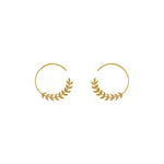 Leaf Hoop Earrings|14k Gold