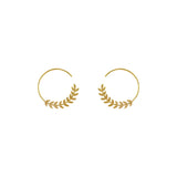 Leaf Hoop Earrings|14k Gold