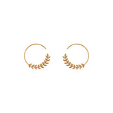 Leaf Hoop Earrings|14k Gold