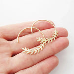 Leaf Hoop Earrings|14k Gold